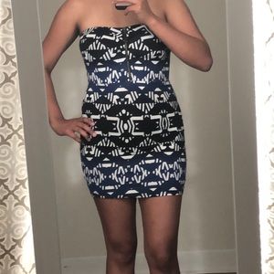 Blue Black White Bodycon Dress